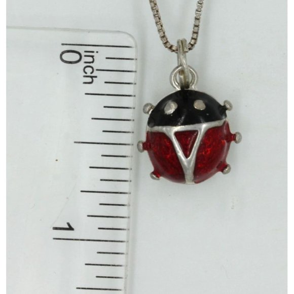 FAS Jewelry 925 Sterling Ladybug Pendant Blackred Enamel 8 Fas